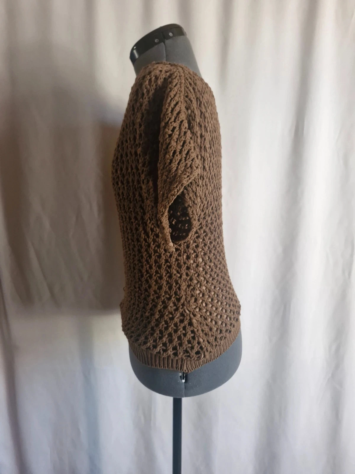 Zara short sleeve openwork sweater brown  – Size S – Fancy knit – photo 2